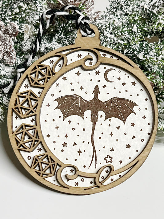 Dragon-themed D20 RPG Dice Game Ornament: Perfect for Christmas & Easter Baskets Tags